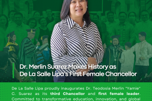 Dr. Merlin Suarez Makes History as De La Salle Lipa’s First Female Chancellor